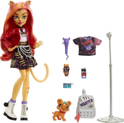 Monster High Toralei Stripe Collectible Doll with Pet and Accessories Sweet Fangs G3 Reboot, Multicolor (HHK57)