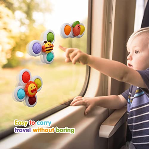 AIUOKYA Suction Cup Spinner Toys, Simple Dimple Suction Toy with Silicone Bubbles Kids for Bath and Window, Baby Toys for 1+ Years Old