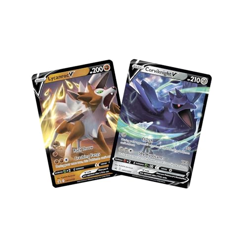 Pokèmon TCG: V Battle Deck Bundle - Lycanroc vs. Corviknight (2 x 60 Card Ready to Play Decks & extra cards), Multicolor (290-80957)