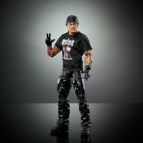 Mattel WWE Elite Action Figure & Accessories, 6-inch Collectible Undertaker with 25 Articulation Points, Life-Like Look & Swappable Hands, HTX37