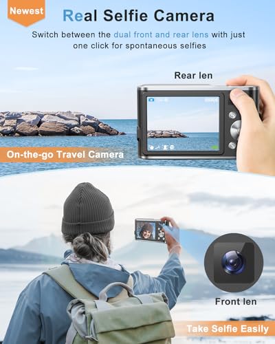 Digital Camera,4K Autofocus Compact Camera with 32G SD Card and Dual Camera,HD 48MP with 2.8" Large Screen, 16X Digital Zoom Kids Digital Camera with 2 Batteries,Vlogging Camera for Beginners