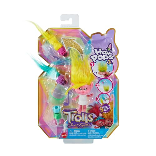 Mattel Trolls Band Together Hair Pops Small Doll, Viva with Removable Clothes & 3 Surprise Accessories, HNF11