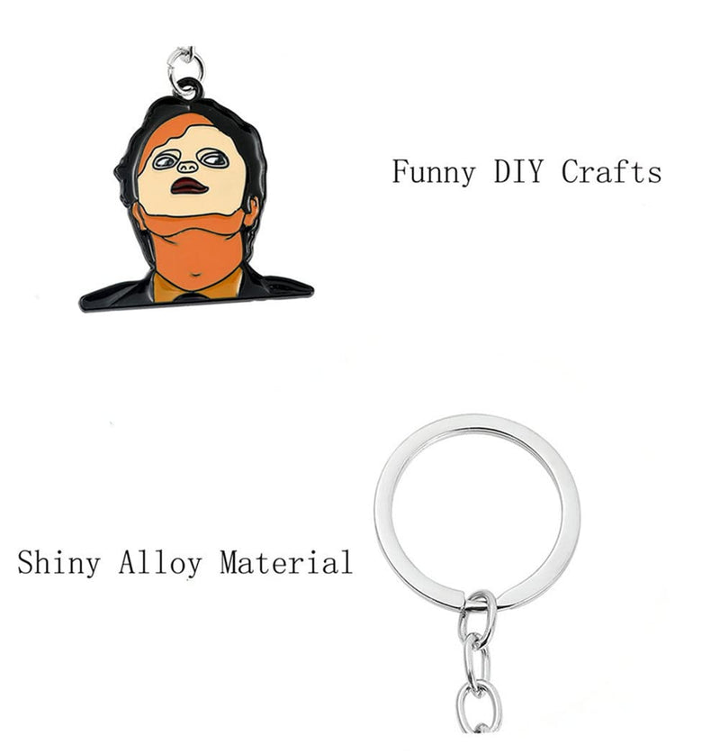 VNEWSCHI Dwight Keychain The Office Show Keyring Mask Keychain Holder Wallet Backpack Pendant DIY Accessories Funny Character Key Chains Men Women Jewelry Gift