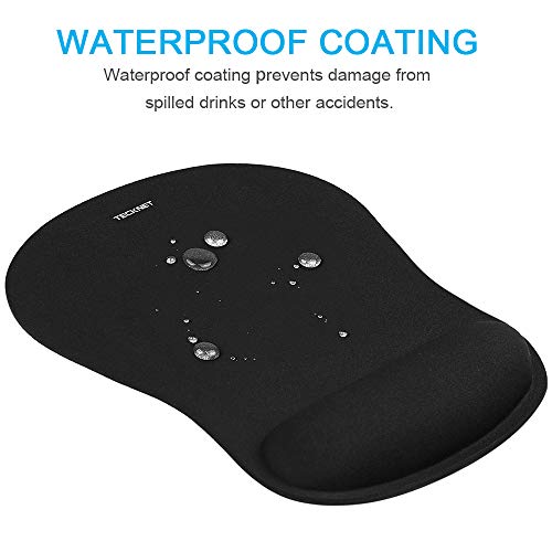 TECKNET Mouse Mat with Memory Foam Rest -Non-slip Rubber base- Special-Textured Water-Resistant Surface