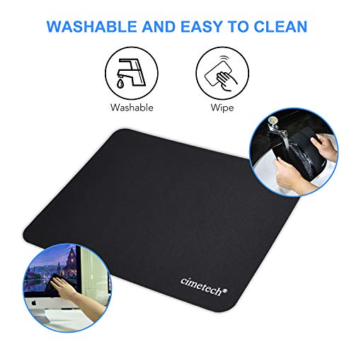 cimetech Comfortable Mouse Pad Gaming Surface Superfine Fiber Smooth Silk Sensors Wipe Washable for Laptop Computer (Normal 2PCS, Black)