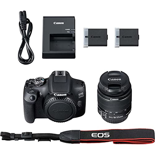 Canon EOS 2000D + EF-S 18-55mm F3.5-5.6 IS II Lens + Spare Battery - Easy-to-use DSLR Camera with a Versatile Lens and a Spare Battery, Ideal for Portraits and Landscape - Amazon Exclusive