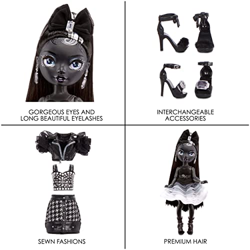 Rainbow High Shadow High Series - SHANELLE ONYX - Greyscale Fashion Doll With Straight Black Hair, Two Designer Outfits, & Accessories - Collectable - For Kids Ages 6+