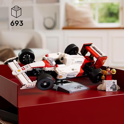 LEGO Icons McLaren MP4/4 & Ayrton Senna Vehicle Set, F1 Race Car Model kit for Adults to Build with Race Driver Minifigure, Home and Office Décor, Birthday Gifts for Men, Women, Him or Her 10330