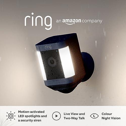 Ring Spotlight Cam Plus Battery by Amazon | Wireless outdoor Security Camera 1080p HD Video, Two-Way Talk, LED Spotlights, Siren, alternative to CCTV system | 30-day free trial of Ring Protect