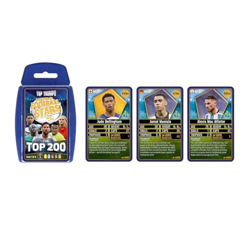 Top Trumps World Football Stars Top 200 Starter Kit Card Game, Play with Lionel Messi, Sadio Mane, Mac Allister, Ederson and Jamal Musiala, educational gift for ages 6 plus