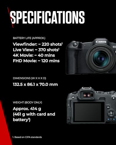 Canon EOS R8 + RF 24-50mm F4.5-6.3 - Mirrorless Digital Camera - 24.2 MP Full-Frame CMOS Image Sensor - Dual Pixel CMOS AF II - In-Camera Compositing - LCD Touchscreen - UVC/UAC Compatible