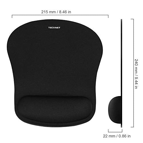 TECKNET Mouse Mat with Memory Foam Rest -Non-slip Rubber base- Special-Textured Water-Resistant Surface