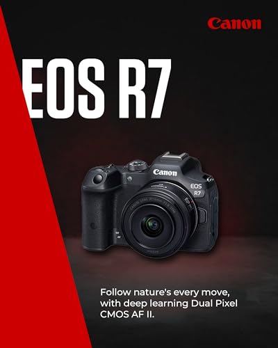 Canon Mirrorless Cameras EOS R7 Body - 32.5 MP APS-C Sized Image Sensor - Dual Pixel CMOS AF II - 4K UHD Video - In-Camera Compositing - LCD Touchscreen - UVC/UAC Compatible