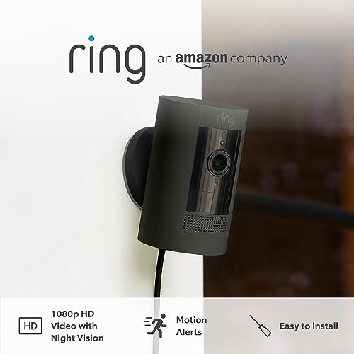 Certified Refurbished Ring Outdoor Camera Plug-In (Stick Up Cam)|HD outdoor Security Camera with 1080p video,Two-Way Talk,Wifi, alternative to CCTV system|30-day free trial of Ring Protect