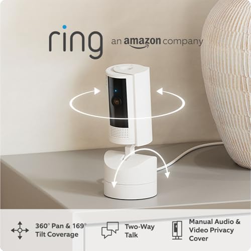 Introducing Ring Pan-Tilt Indoor Camera | Plug-In Pet Security Camera | 360° pan & 169° tilt coverage, Manual Privacy Cover, HD video, Two-Way Talk, Wi-Fi | 30-day free trial of Ring Protect