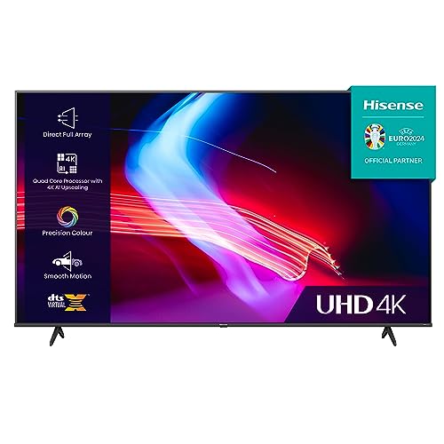 Hisense 43 Inch VIDAA Smart TV 43A6KTUK - Dolby Vision, Pixel Tuning, Voice Remote, Share to TV, and Youtube, Freeview Play, Netflix and Disney (2023 New Model), Black