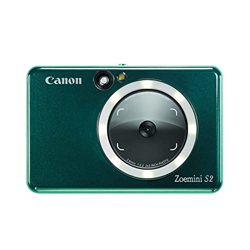 Canon Zoemini S2 Instant Camera Printer 8MP - Compact with Mirror, Ring Light Camera, Zink Sticky-Back Photo Paper, Portable, Aquamarin