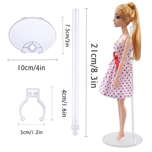 BieFuSin 10Pcs Doll Stands Display Holders, Transparent Plastic Doll Display Stand Support for 11 to 13 Inch Dolls, Adjustable Action Figure Stand Barbie Accessories for Dolls (10Pcs)