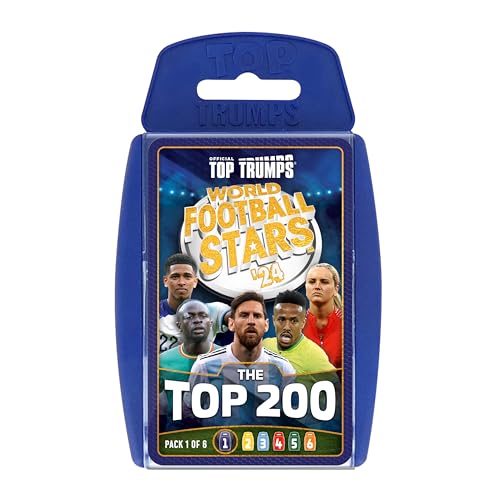 Top Trumps World Football Stars Top 200 Card Game Pack 1, Play with Lionel Messi, Sadio Mane, Mac Allister, Ederson and Jamal Musiala, educational gift for ages 6 plus