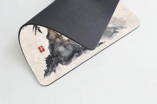 Wasach Gaming Mouse Pad Custom,JapaneseTrees Sun and Mountains Mouse Pad 9.5 X 7.9 Inch (240mmX200mmX3mm)