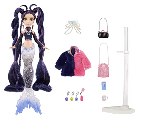 Mermaze Mermaidz Winter Waves - NERA - Includes Mermaid Fashion Doll, Colour Change Fin, Glitter-Filled Tail, and Accessories - For Kids and Collectors Ages 4+,Pink,purple