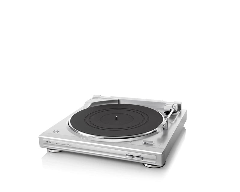 Denon DP29FE2 Record Player for Vinyl Records, Vinyl Turntable , MP3 & WAV, 33/45 RPM, Built-in Phono Equalizer, Including Removable Dust Cover & MM Cartridge, MC Compatible, Silver