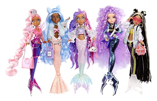 Mermaze Mermaidz - RIVIERA - Collectible Mermaid Model Doll with 1 Colour Changing Tail, Curly Purple Hair, Outfits & Accessories & Is Articulated to Pose - Ages 4+