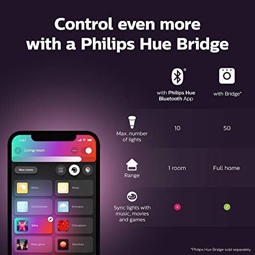 Philips Hue White & Colour Ambiance Smart Bulb Twin Pack LED [B22 Bayonet Cap] - 1100 Lumens (75W Equivalent). Works with Alexa, Google Assistant and Apple Homekit, 2 Count (Pack of 1)