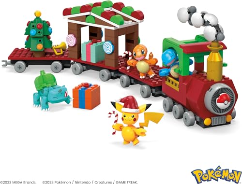 MEGA Pokémon Action Figure Building Toys, Holiday Train with 373 Pieces, 4 Poseable Characters, Gift Idea for Kids, HHP69