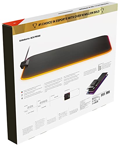 SteelSeries QcK Prism Cloth Gaming Mouse Pad - 2-zone RGB Illumination - Real-time Event Lighting - Optimized For Gaming Sensors - Size M (320 x 270 x 2mm) - Black + RGB