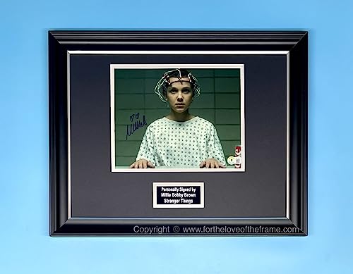 Millie Bobby Brown Signed Autograph Movie Memorabilia Stranger Things Eleven Photo Poster In Luxury Handmade Wooden Frame With Beckett Verification & AFTAL Member Certificate Of Authenticity