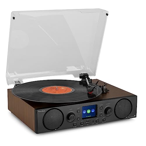 Audizio Tulsa Record Player Bluetooth Turntable System: Retro Record Player with Built-in Speakers, Perfect for Vinyl Records, Complete Home Audio Experience with DAB - The Ultimate Stereo System