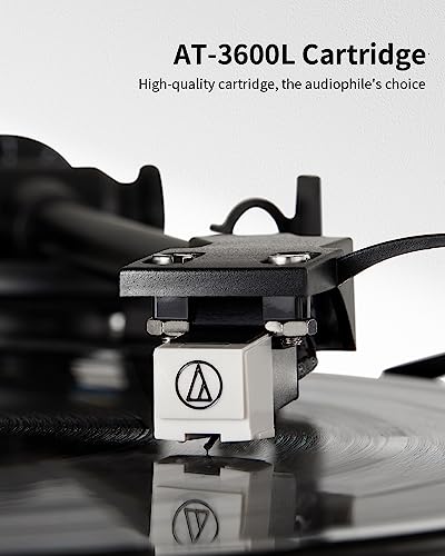 Record Player Vinyl Player, Upgraded 5.0 Bluetooth Turntable, Home Audio Record Player High Fidelity Belt Drive with Moving Magnetic AT-3600L Cartridge