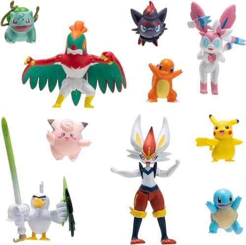 Pokémon Battle Figure 10 Pack - One 4.5-Inch Cinderace Figure plus Three 3-Inch and Six 2-Inch Battle Figures including Pikachu (Amazon Exclusive)