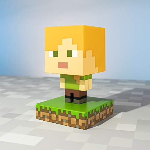 Paladone Minecraft Alex Icon Light BDP Mini Night Lamp Fun Pixelated Super Bright Collectable, Multi Coloured