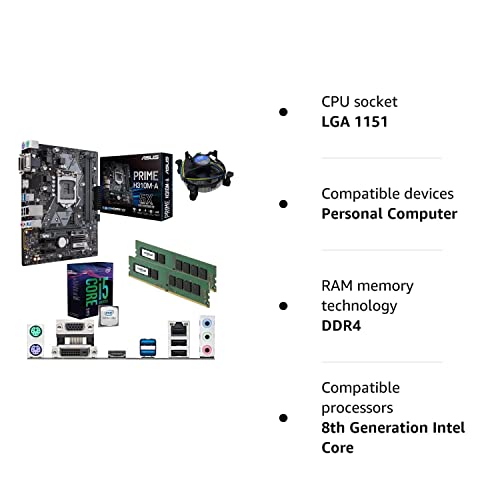 Components4All Intel Coffee Lake Core i5 8600K 3.6GHz (4.3GHz Turbo) CPU, ASUS Prime H310M-A Motherboard & 16GB 2400MHz Crucial DDR4 RAM Pre-Built Bundle