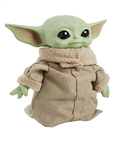 Mattel Star Wars Plush Toys, Grogu Soft Doll from The Mandalorian, 11-inch Figure, Collectible Stuffed Animals for Kids, GWD85, Tan/Brown