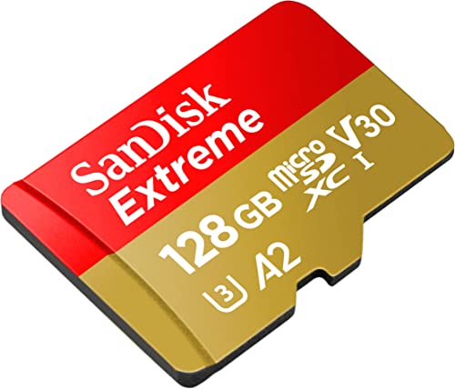 SanDisk 128GB Extreme microSDXC card for Action Cams and Drones + SD adapter + RescuePRO Deluxe, up to 190 MB/s, with A2 App Performance, UHS-I, Class 10, U3, V30