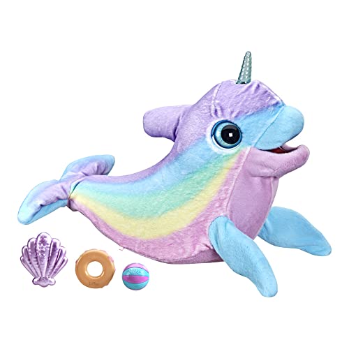 furReal Wavy the Narwhal Interactive Animatronic Plush Toy, Electronic Pet, 80+ Sounds and Reactions, Rainbow Plush, Ages 4 and Up - Amazon Exclusive