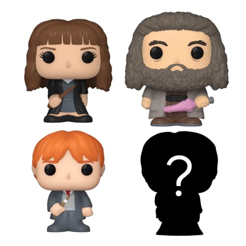 Funko Bitty POP! Harry Potter - Hermione Granger™, Rubeus Hagrid™, Ron Weasley™ and A Surprise Mystery Mini Figure - 0.9 Inch (2.2 Cm) Collectable - Stackable Display Shelf Included - Gift Idea