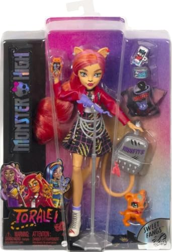 Monster High Toralei Stripe Collectible Doll with Pet and Accessories Sweet Fangs G3 Reboot, Multicolor (HHK57)