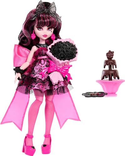 Monster High Draculaura Doll in Monster Ball Party Dress with Themed Accessories Like Chocolate Fountain,Black