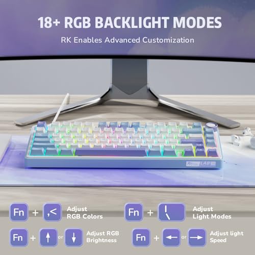 RK ROYAL KLUDGE R75 Mechanical Keyboard Wired with Volumn Knob, 75% TKL Custom Gaming Keyboard Gasket Mount RGB Backlit with Software, Cherry Profile, Hot Swappable Red Switch, PBT Keycaps (US Layout)