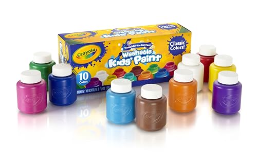 CRAYOLA Washable Paints - Assorted Colours (Pack of 10) | Perfect for Any Arts & Crafts Needs - Easily Washable | Ideal for Kids Aged 3+ (Packaging may vary)