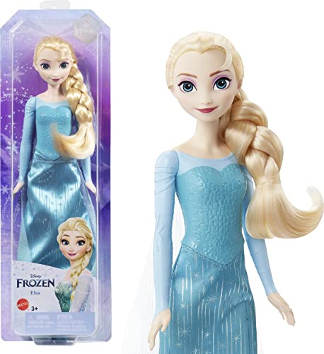 Mattel Disney Princess Dolls, Elsa Posable Fashion Doll with Signature Clothing and Accessories, Disney's Frozen Movie Toys, HLW47