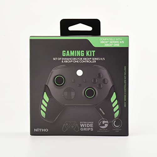 NiTHO Controller Silicone Grip for Xbox One/Xbox Series X/S, Set of 2 Anti-Slip Protective Grip, Set of 2 Thumb Grip Caps and Analog Mini-Stick Precision Rings, Accessories for Xbox Controller - Green