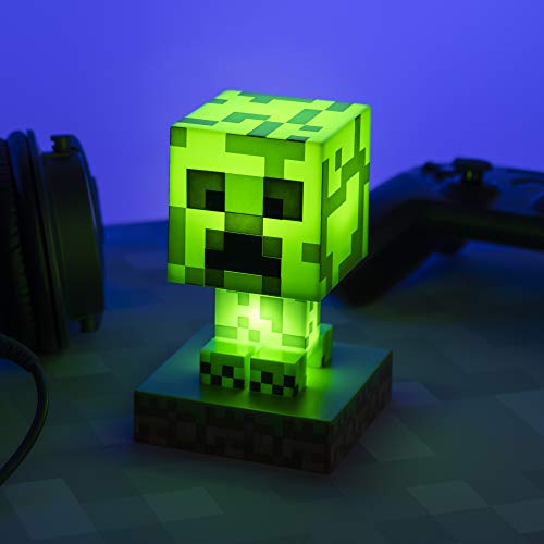 Paladone Minecraft Creeper Light, Lamp, & Night Light - 12 cm Tall - Battery Powered - Gaming Room & Bedroom Decor for Minecraft Gamers