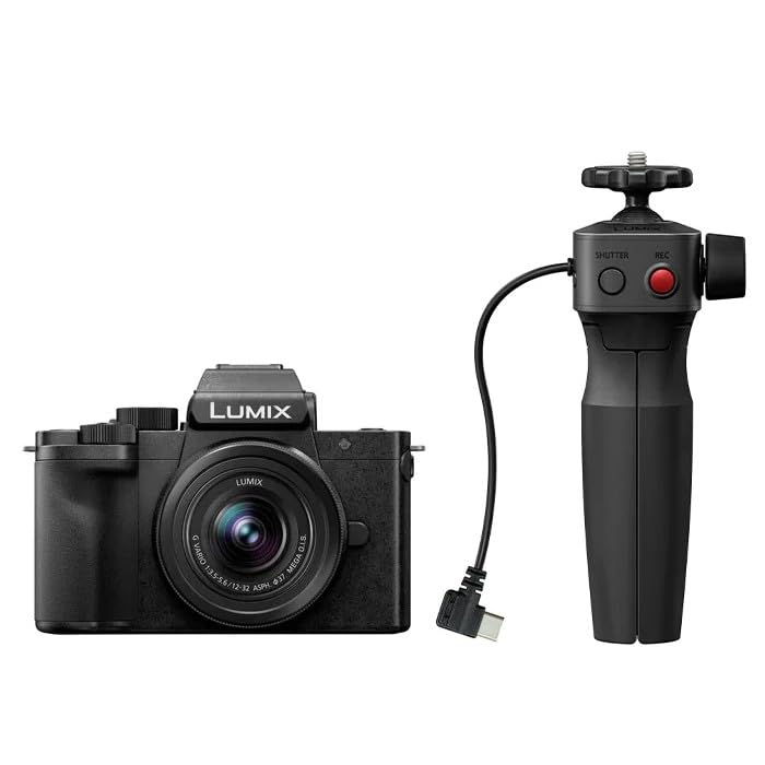 Panasonic LUMIX DC-G100VEB-K Vlogging Camera with LUMIX G Vario 12-32 mm f3.5-5.6 and SHGR1 Tripod Grip