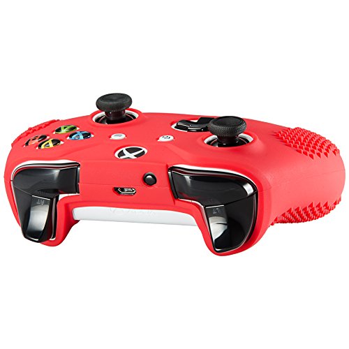 eXtremeRate Soft Anti-slip Red Silicone Controller Cover Skins Thumb Grips Caps Protective Case for Microsoft Xbox One S/Xbox One X