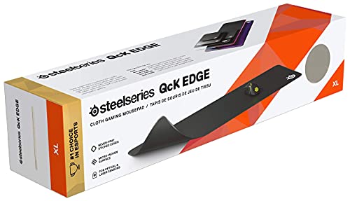 SteelSeries QcK Edge Cloth Gaming Mouse Pad - Never-fray Stitched Edges - Optimized For Gaming Sensors - Size XL (900 x 300 x 2mm) - Black